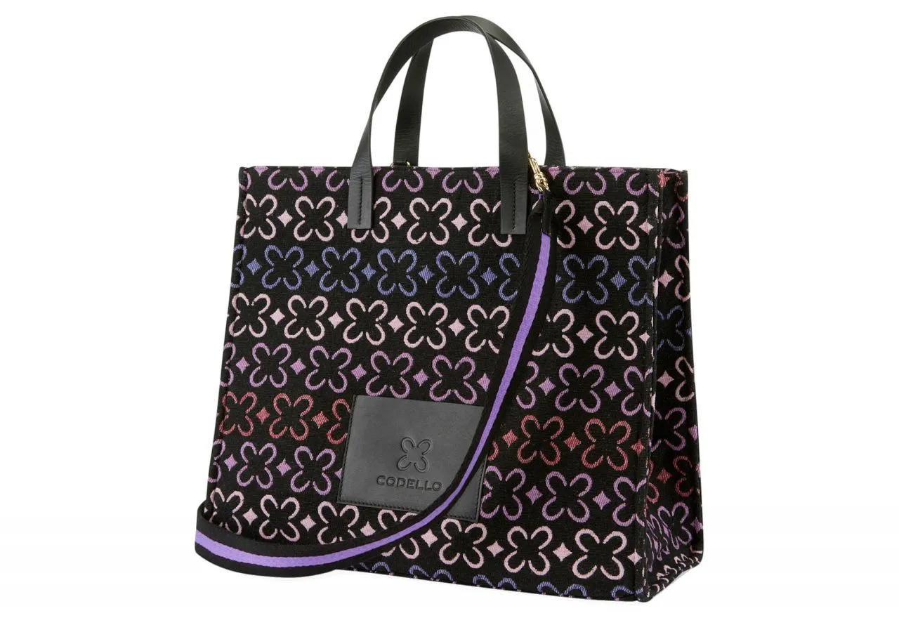 Bolso Mano Lona Negro Estampado Monograma Colores