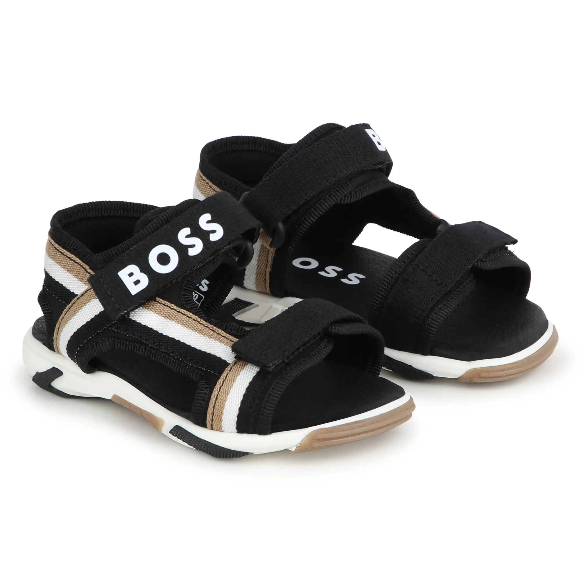 BOSS Sandalias de rayas y velcro