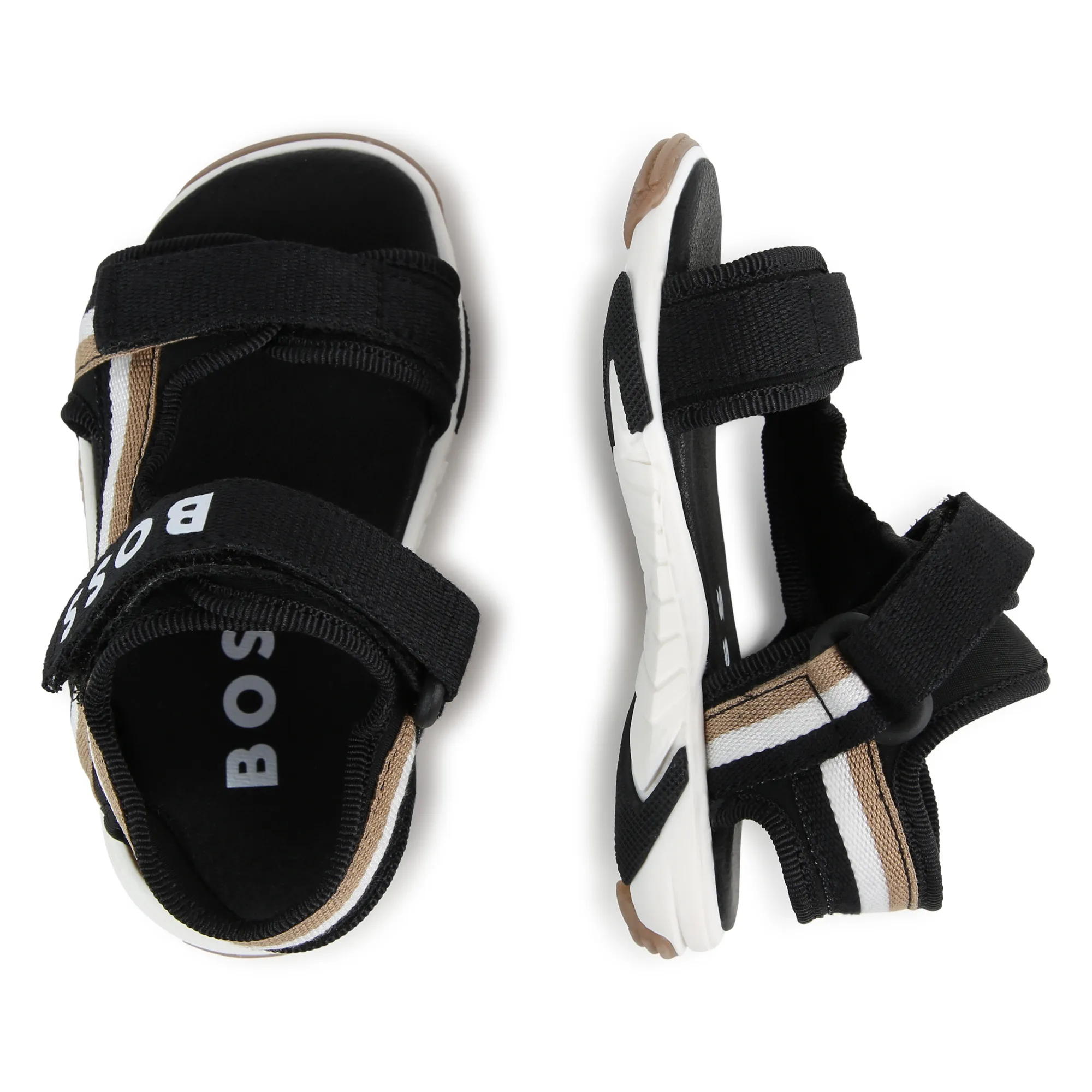 BOSS Sandalias de rayas y velcro