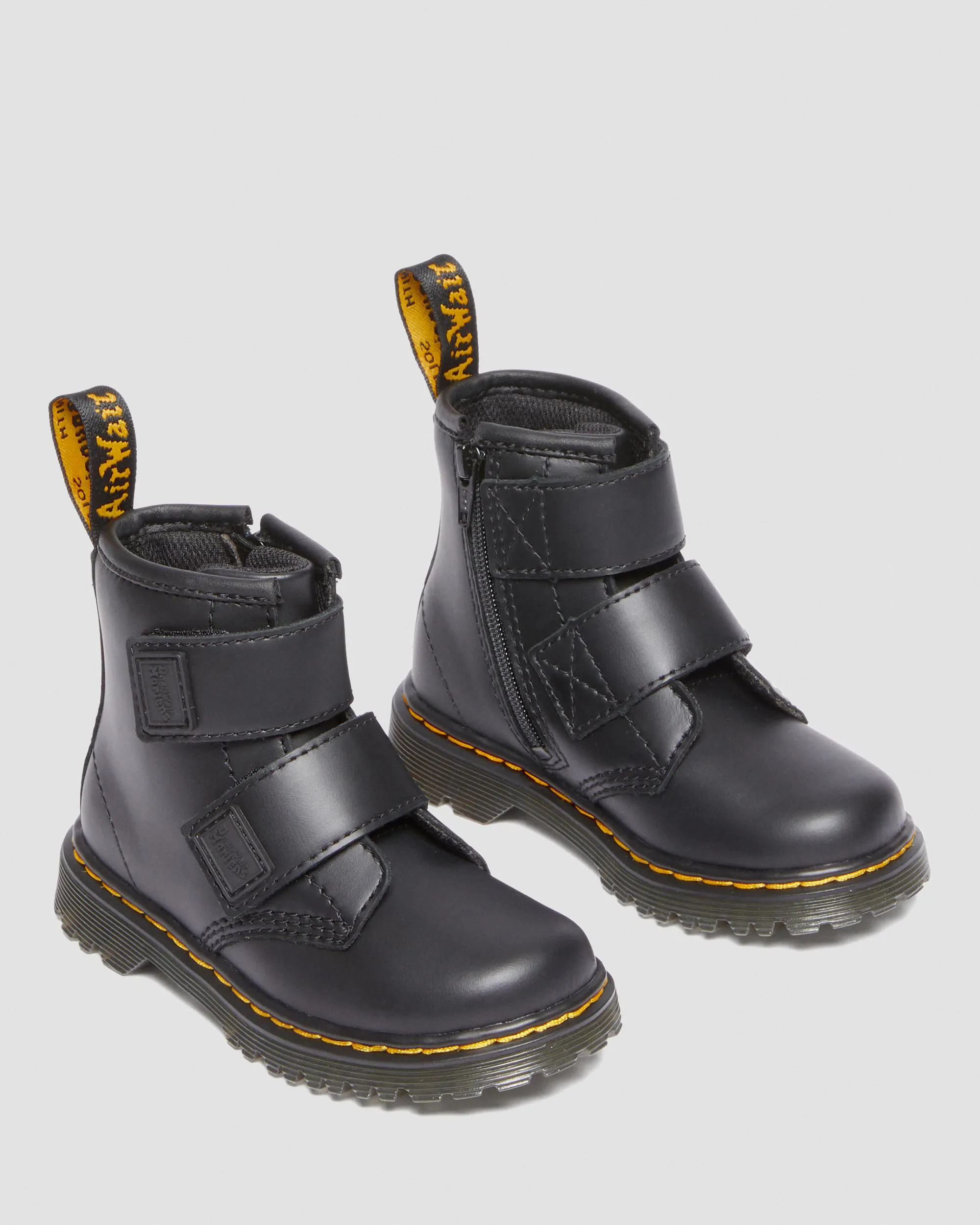 Botas 1460 para niños de piel con correa con velcro