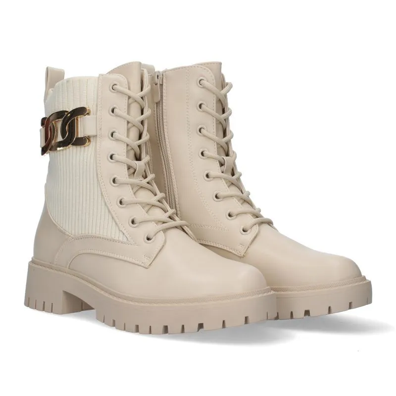 BOTAS MILITAR MUJER HEBILLA BEIGE ZS86