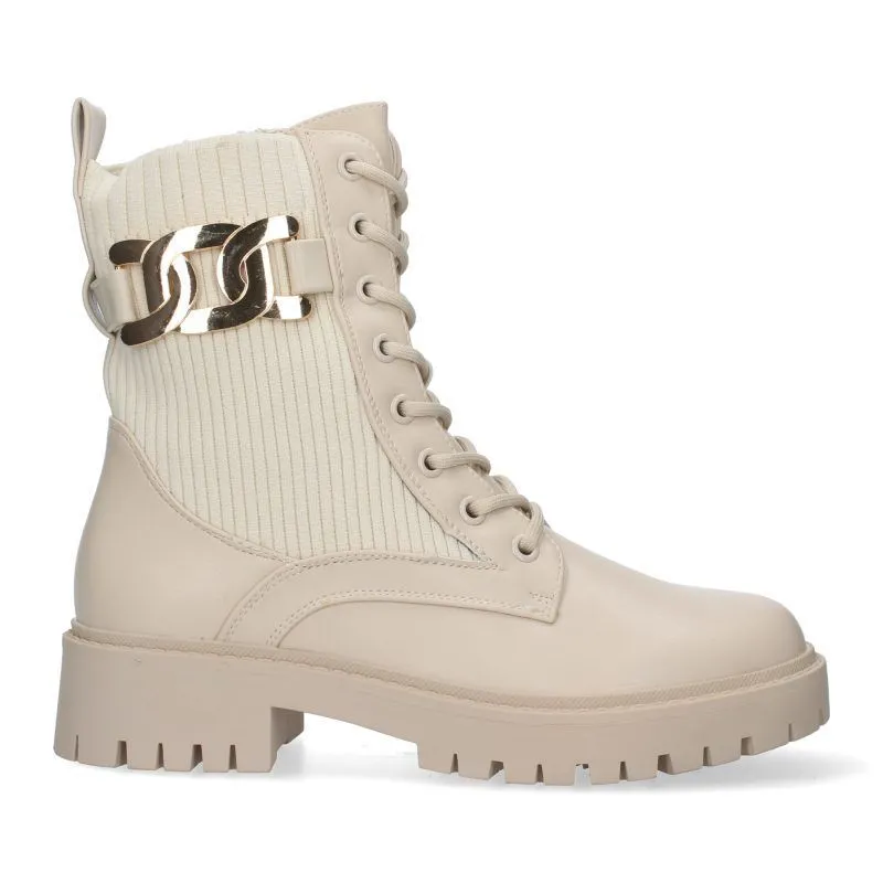 BOTAS MILITAR MUJER HEBILLA BEIGE ZS86