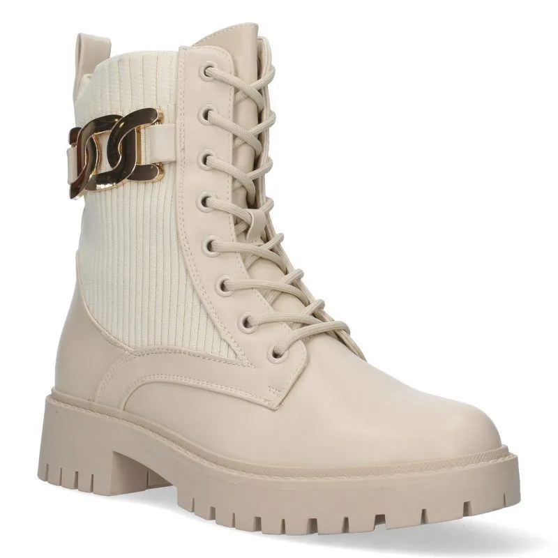 BOTAS MILITAR MUJER HEBILLA BEIGE ZS86