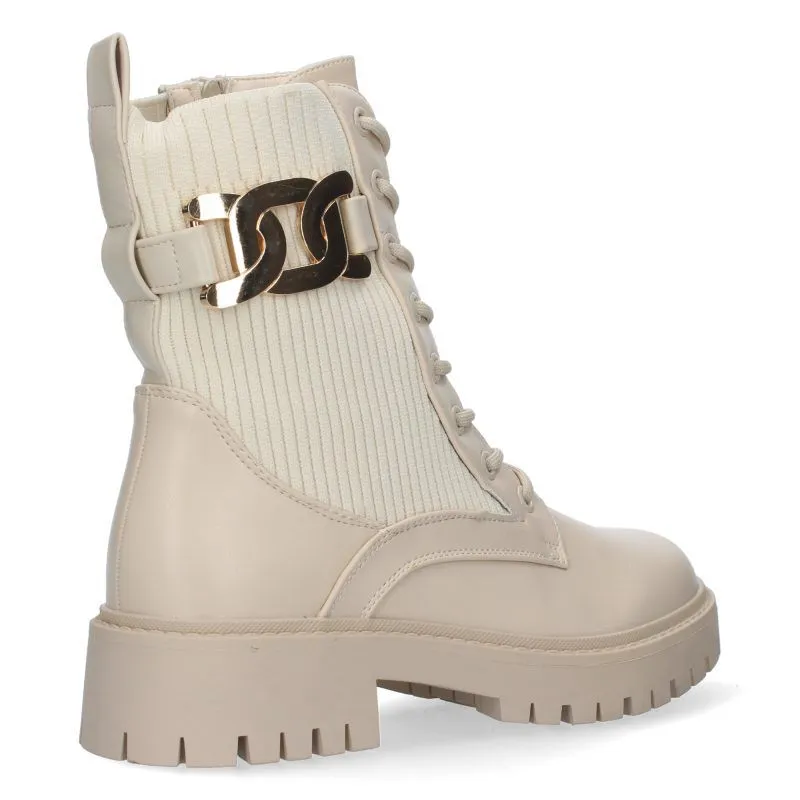 BOTAS MILITAR MUJER HEBILLA BEIGE ZS86