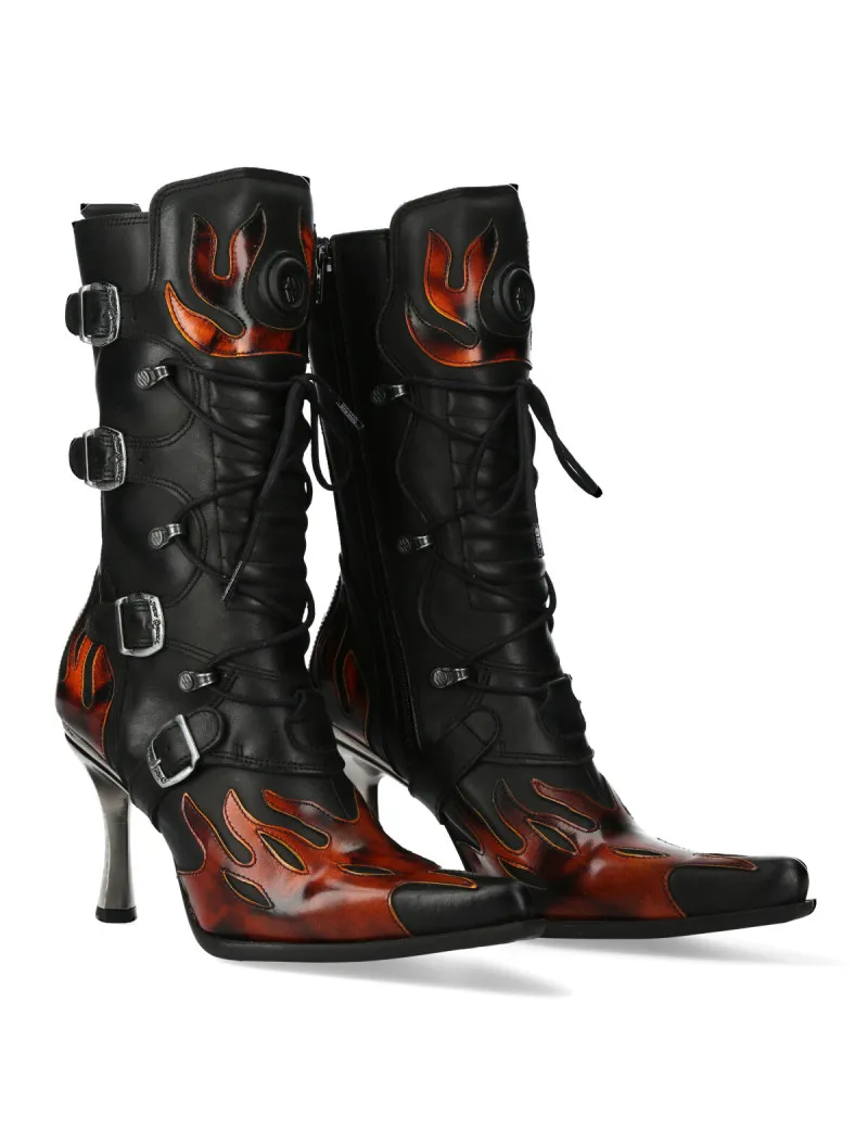 Botas punk goth negro acero fuego