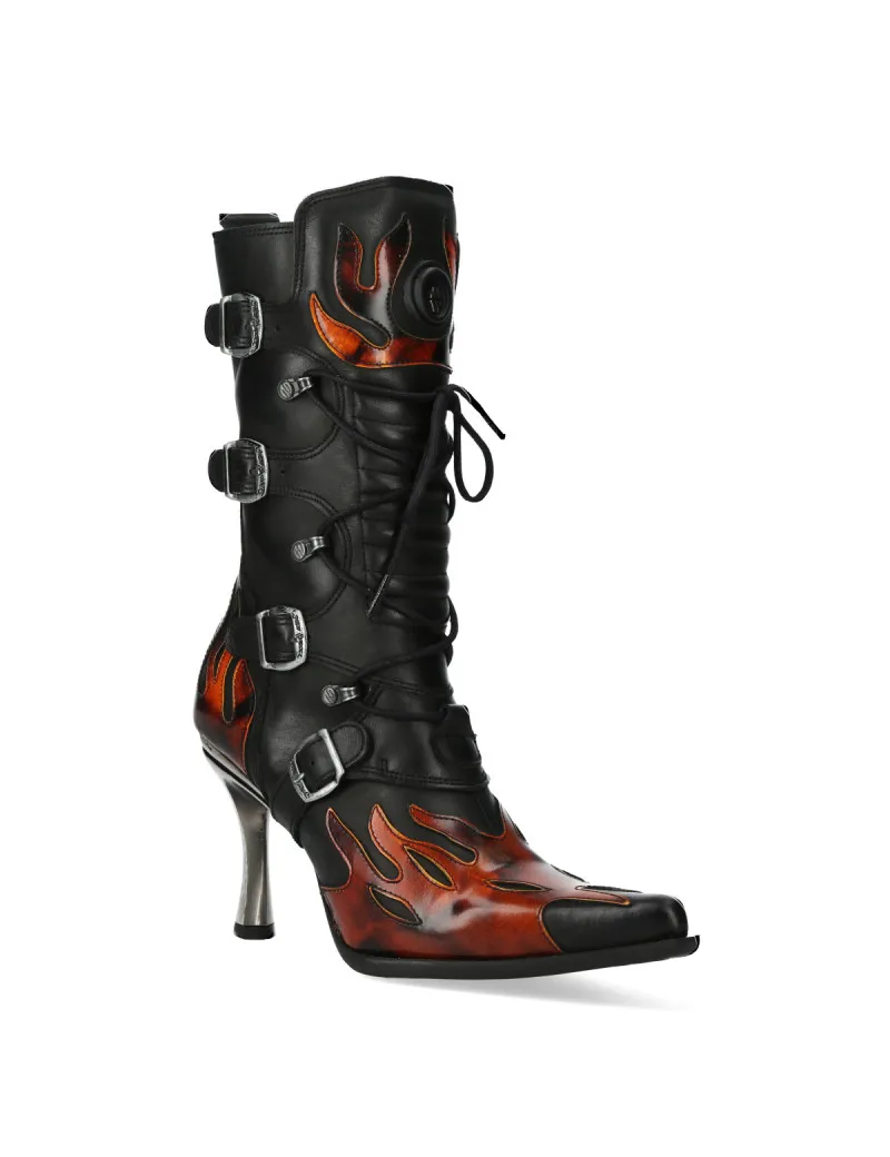 Botas punk goth negro acero fuego