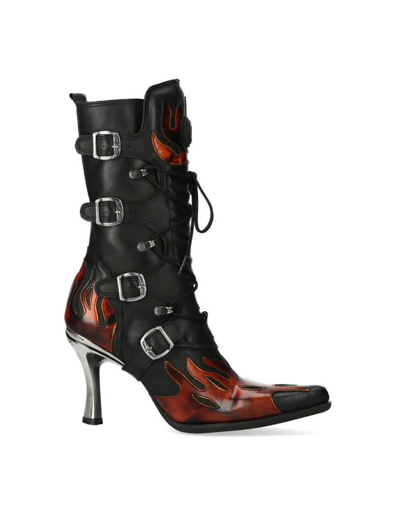 Botas punk goth negro acero fuego