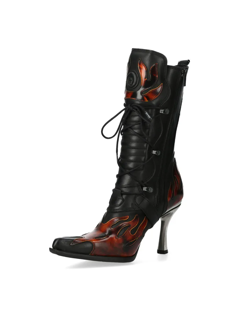 Botas punk goth negro acero fuego