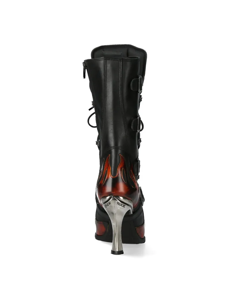 Botas punk goth negro acero fuego