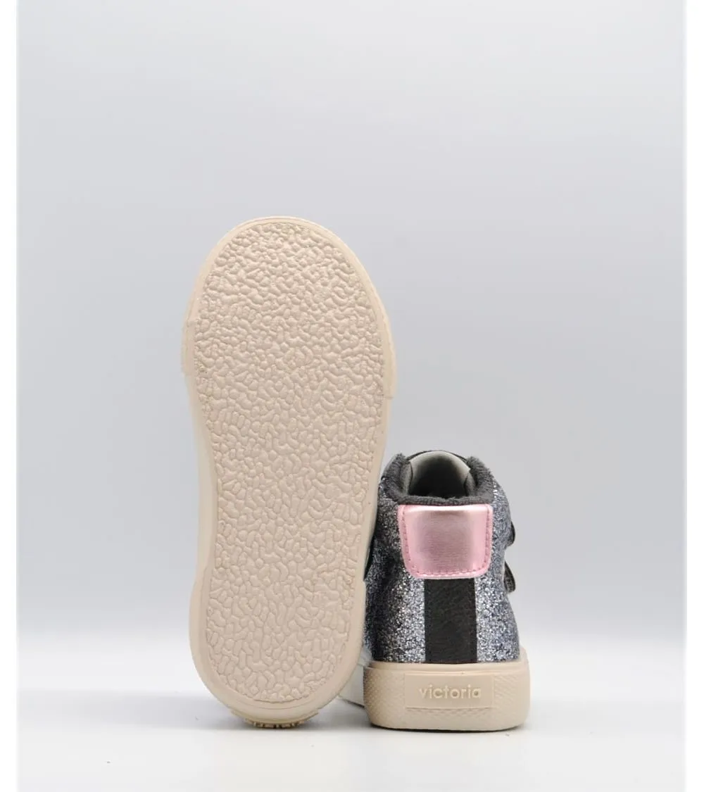 BOTÍN VICTORIA NIÑA VELCRO V LATERAL GLITTER GRIS