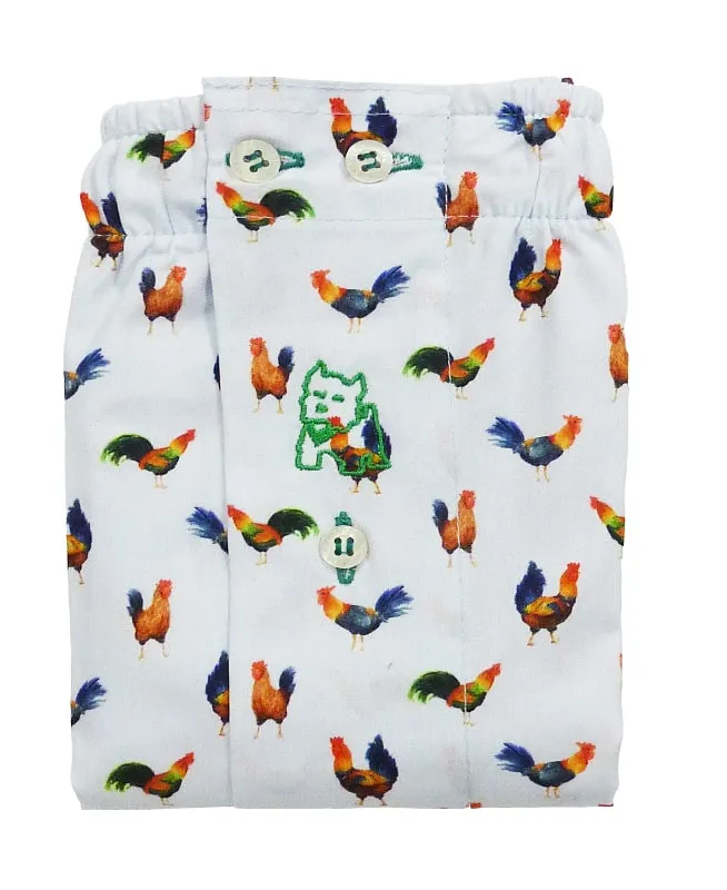 BOXER KIFFKIFF DE TELA ESTAMPADO CON GALLOS