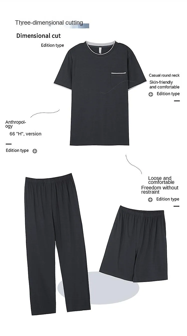 Breathable Mens Pajama Set Short Sleeve Modal Sleepwear for Outdoors or Lounging 3 Pieces for Big and Tall Guys