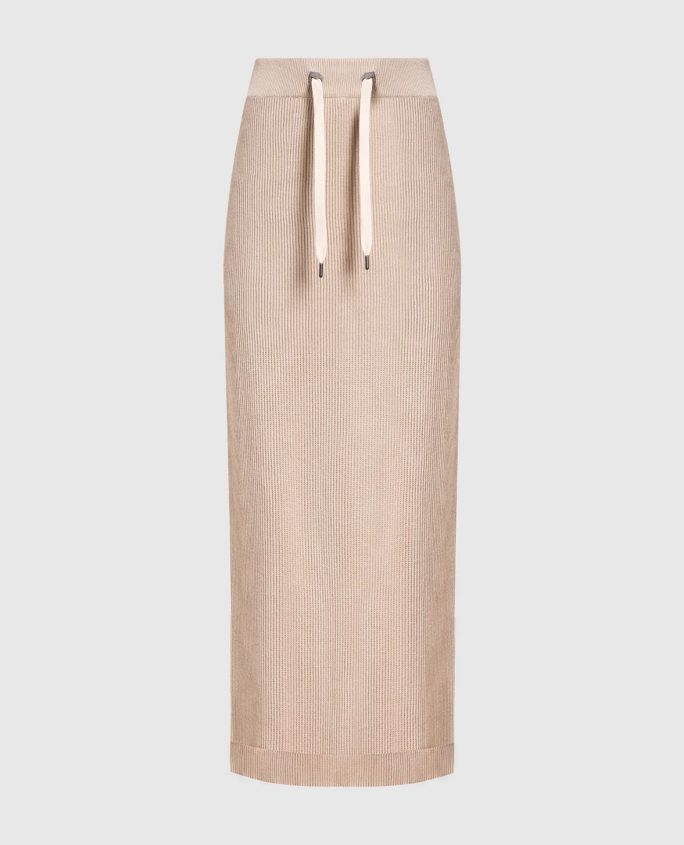 Brunello Cucinelli Beige striped skirt with monil chain