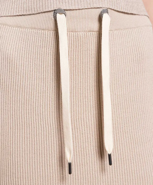 Brunello Cucinelli Beige striped skirt with monil chain