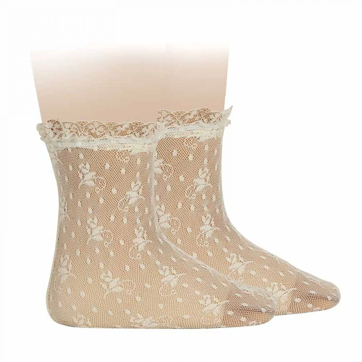Calcetín Souquet de blonda con puntilla para ceremonia.