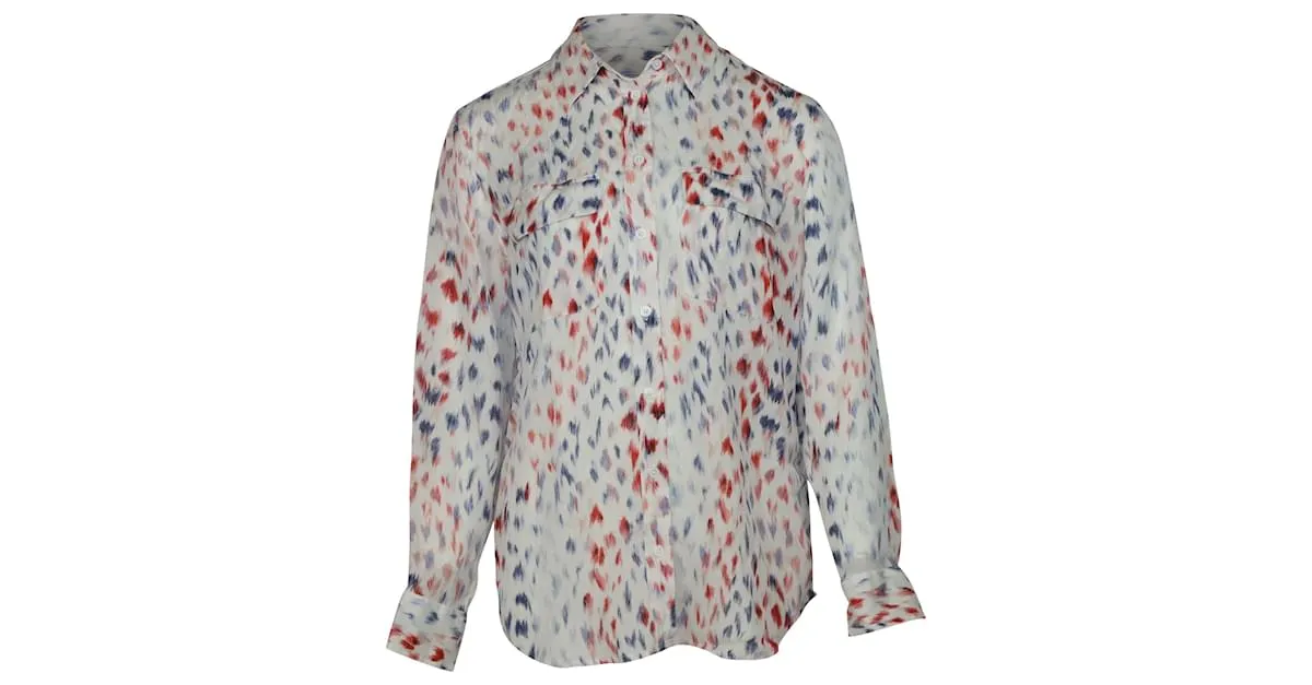 Camisa abotonada con estampado Equipment en seda multicolor Impresión de pitón 