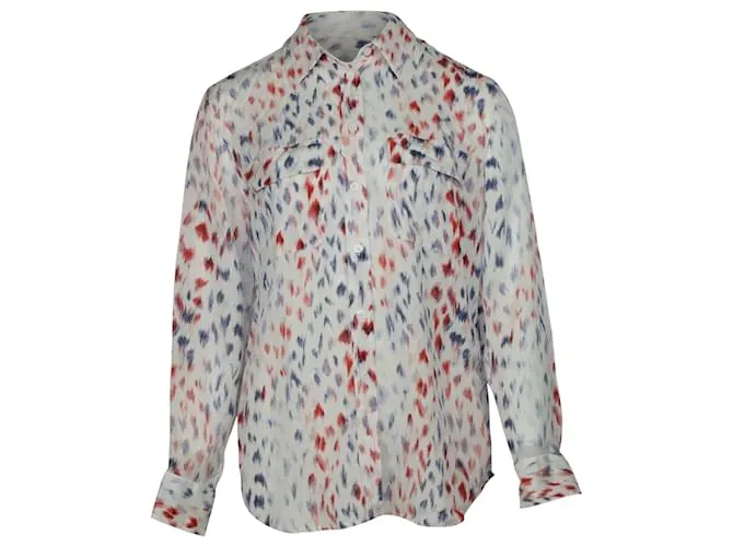 Camisa abotonada con estampado Equipment en seda multicolor Impresión de pitón 