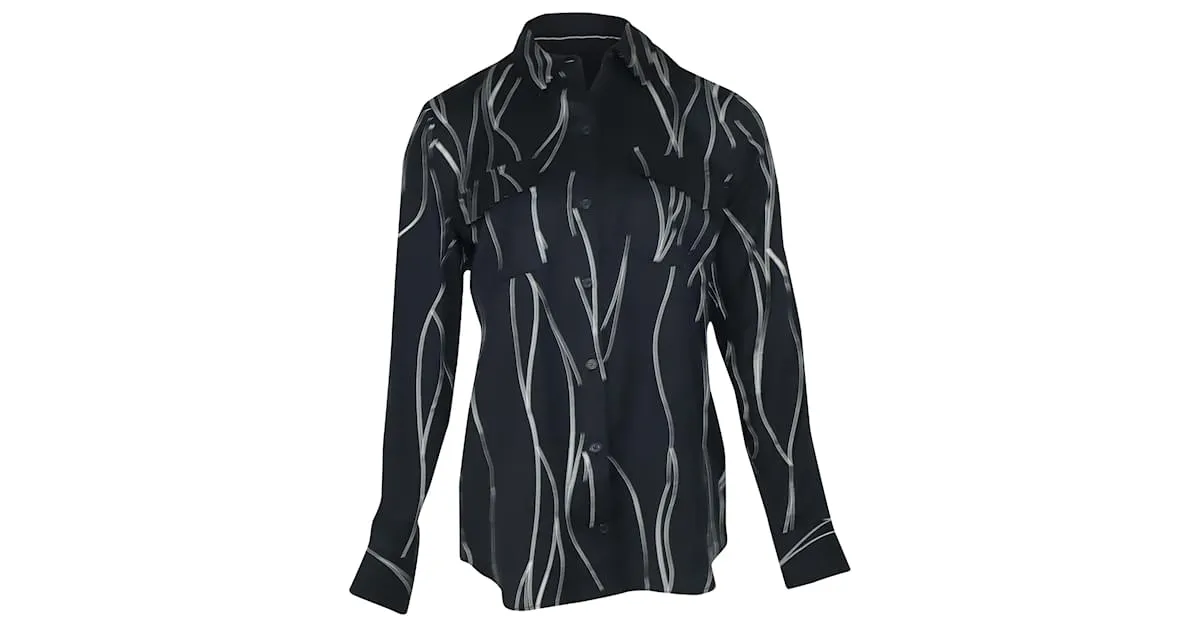 Camisa con estampado Equipment Line en seda negra 