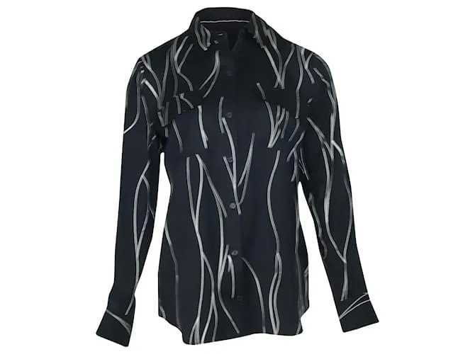 Camisa con estampado Equipment Line en seda negra 