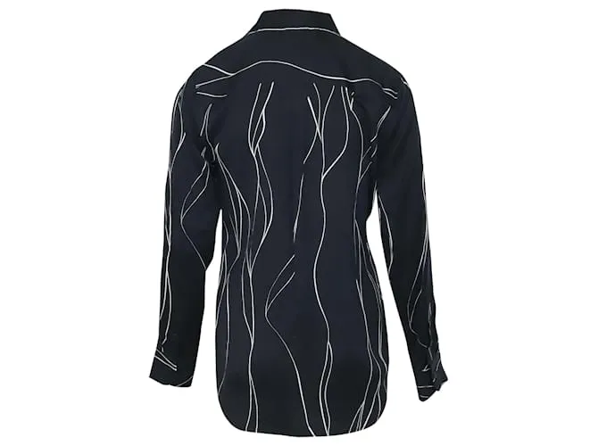Camisa con estampado Equipment Line en seda negra 