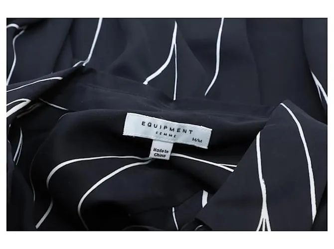 Camisa con estampado Equipment Line en seda negra 