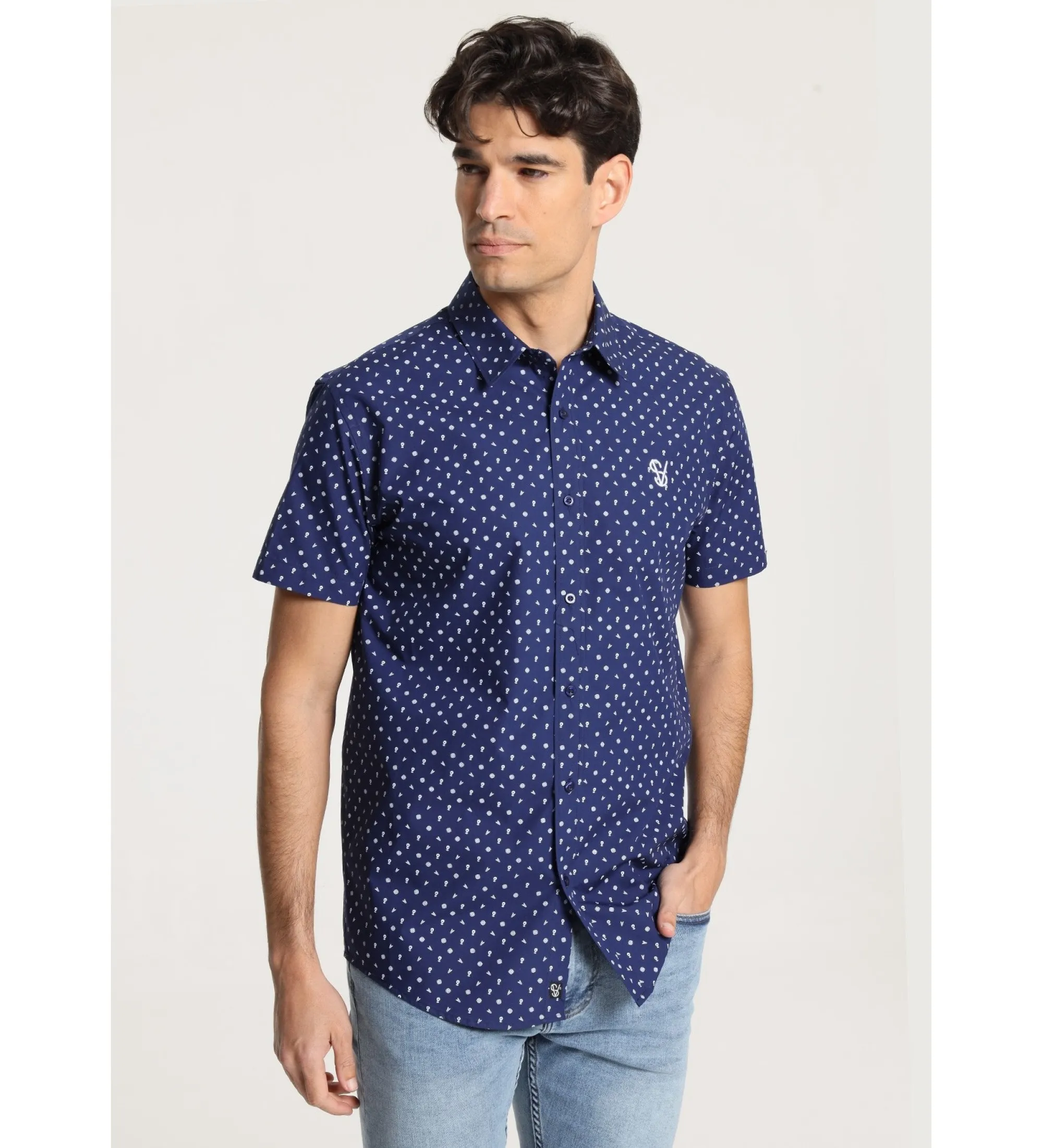 Camisa de manga corta con estampado marino