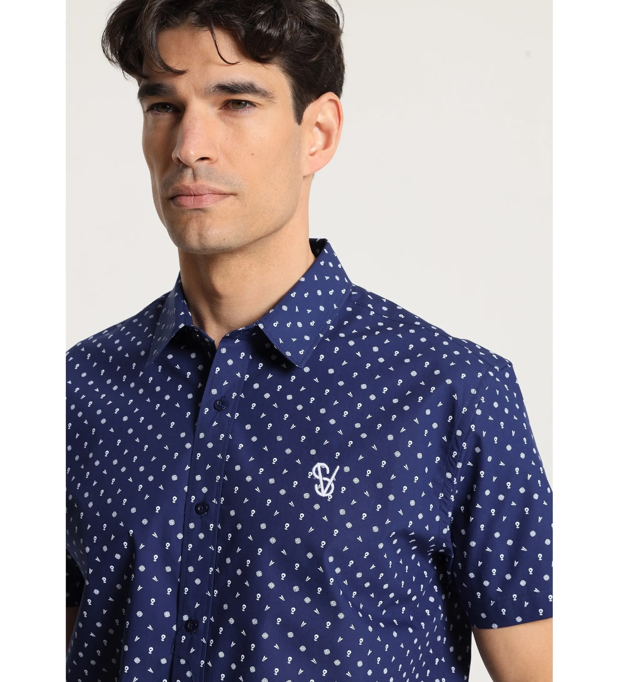 Camisa de manga corta con estampado marino