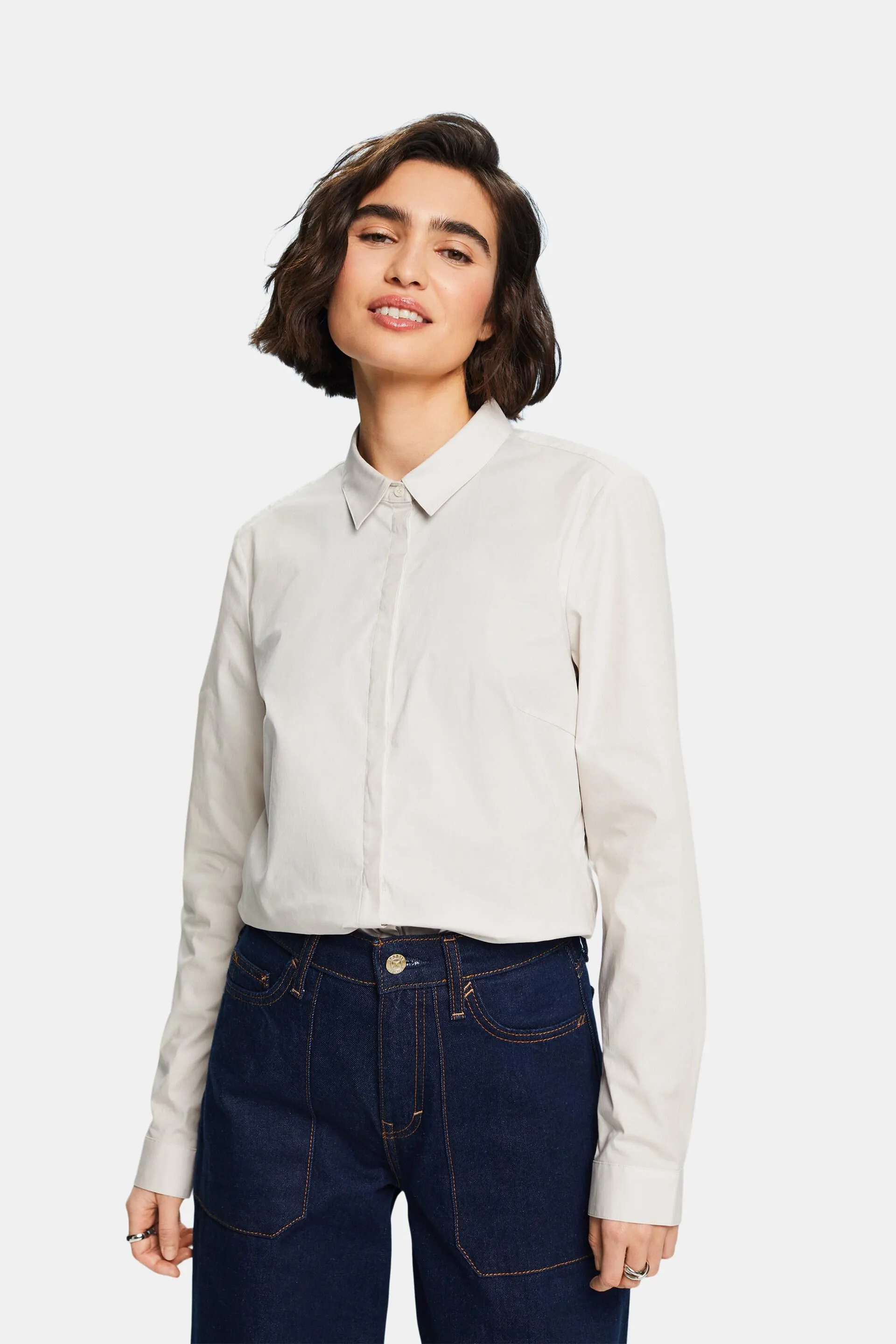 Camisa de popelina de manga larga