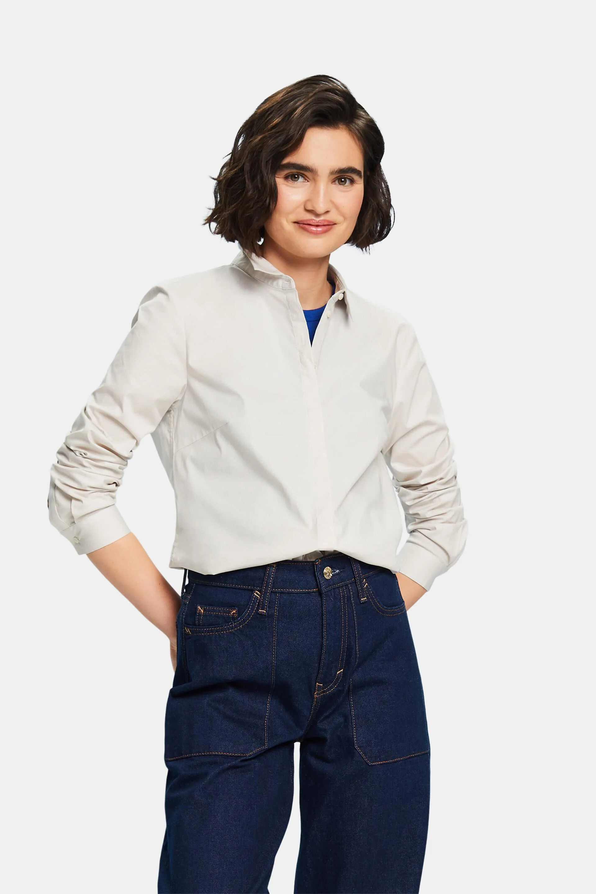 Camisa de popelina de manga larga