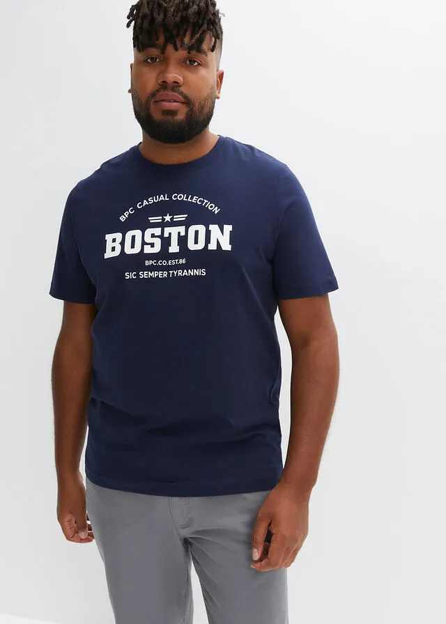 Camiseta (2 unidades) Azul marino (con) estampado + turquesa cobalto estampado