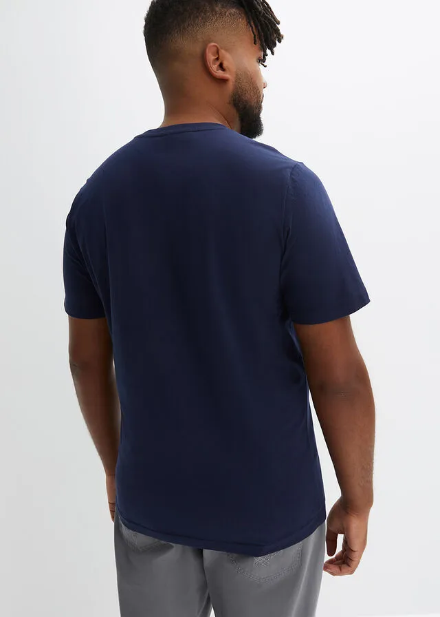 Camiseta (2 unidades) Azul marino (con) estampado + turquesa cobalto estampado