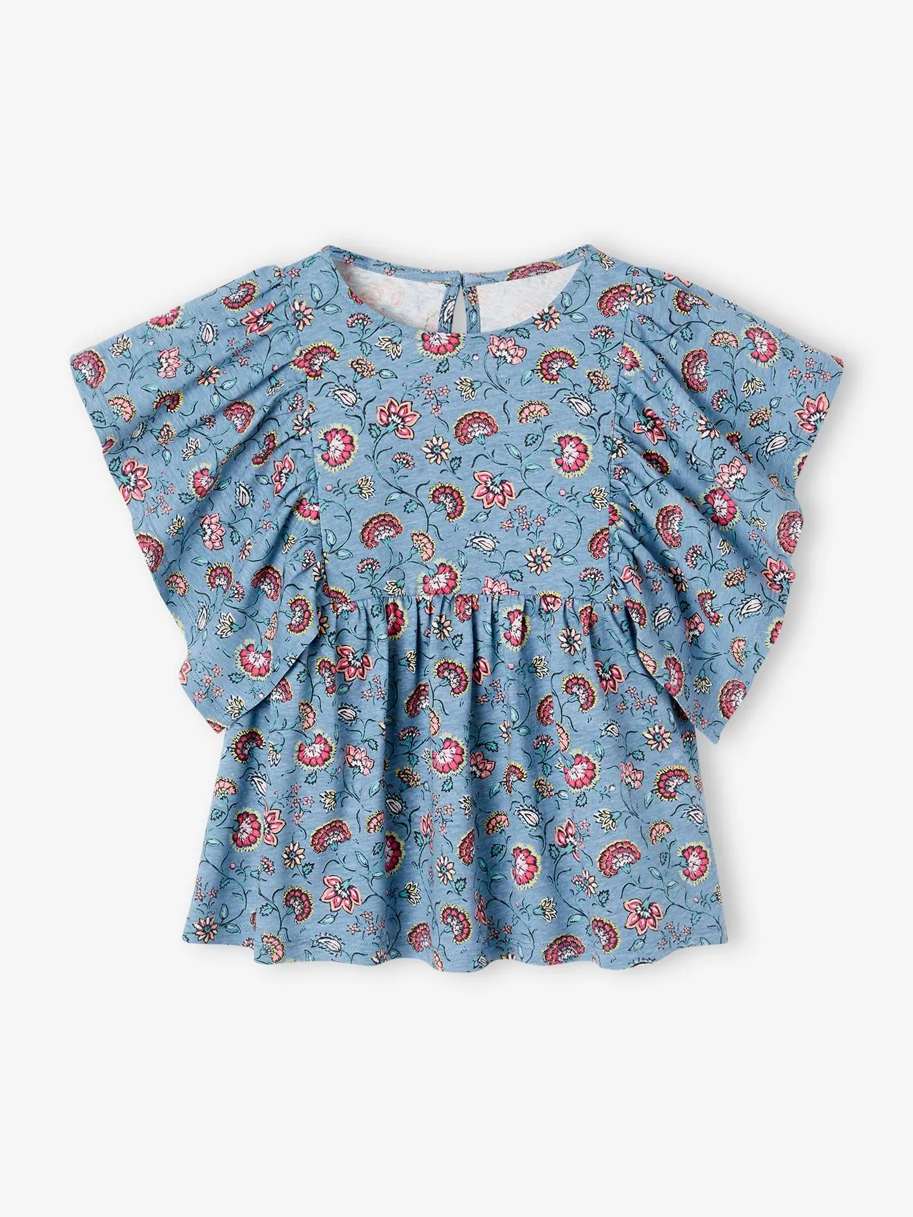 Camiseta blusa con flores, para niña