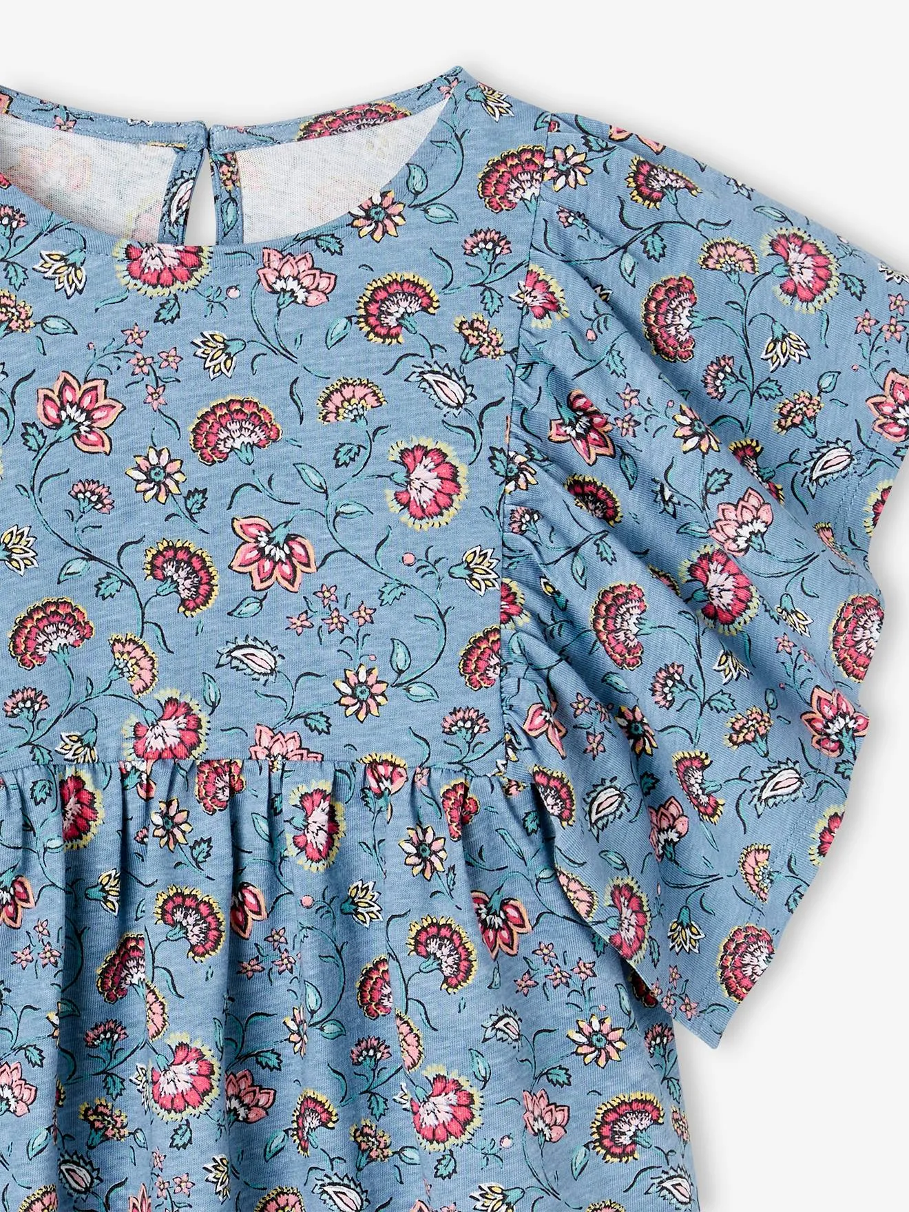 Camiseta blusa con flores, para niña