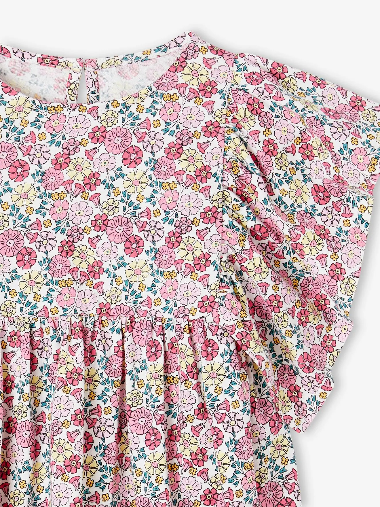 Camiseta blusa con flores, para niña
