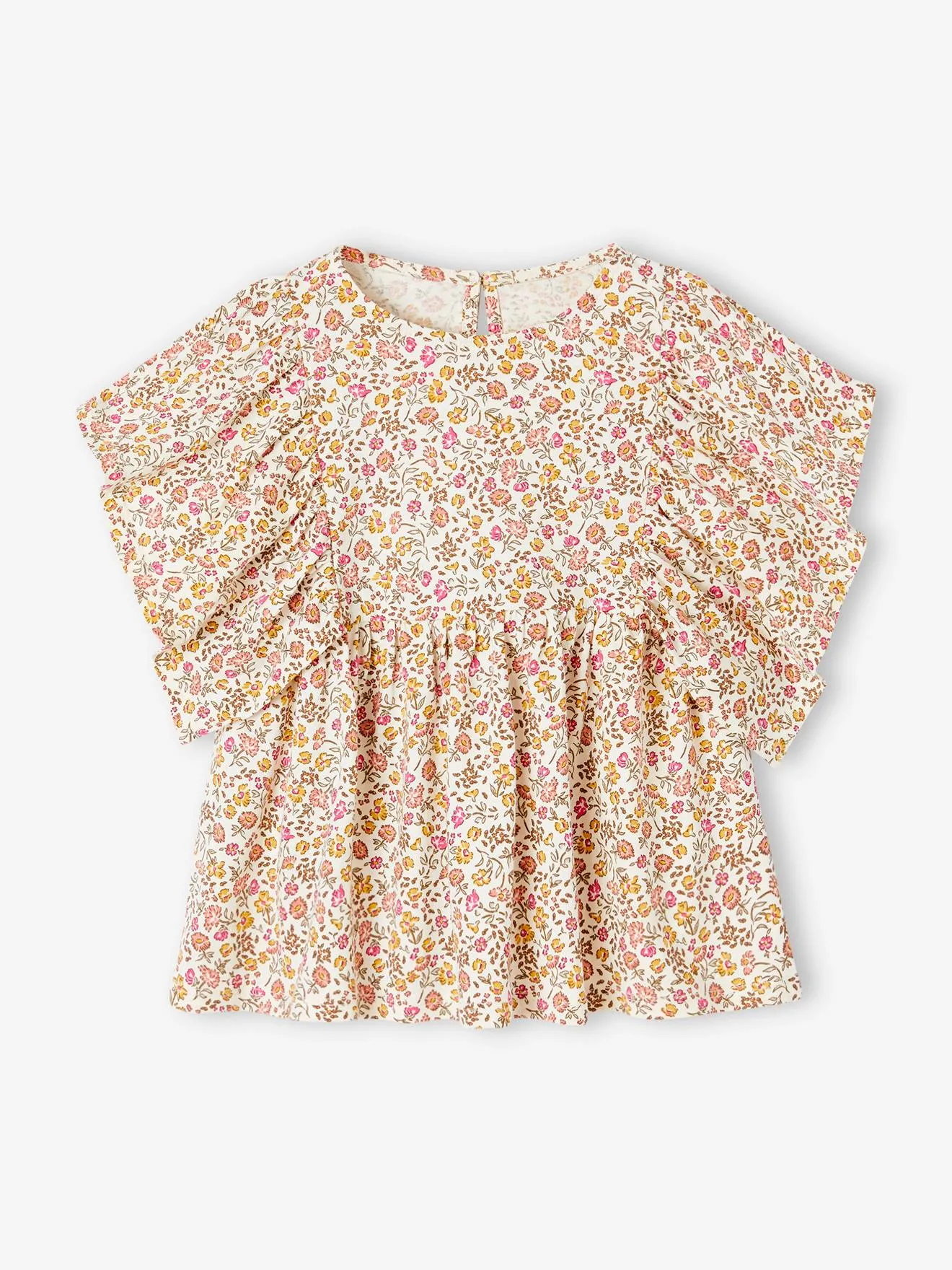 Camiseta blusa con flores, para niña