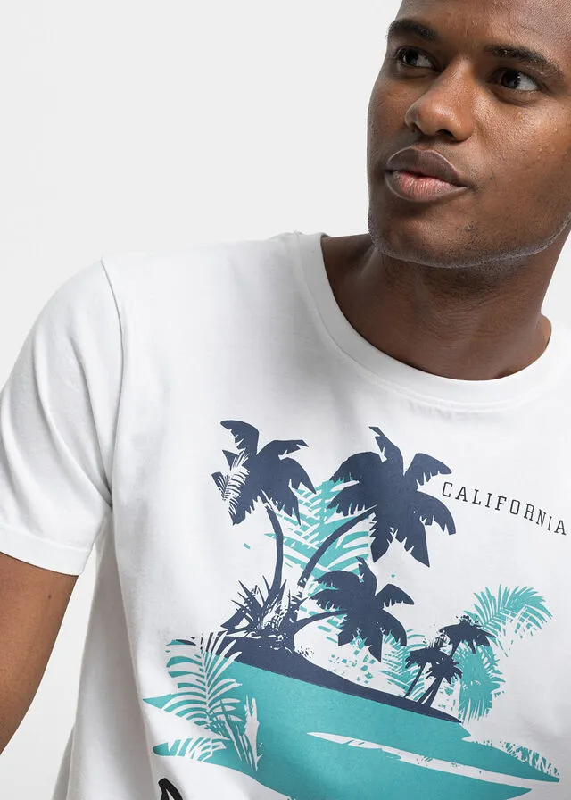 Camiseta con corte cómodo Blanco estampado