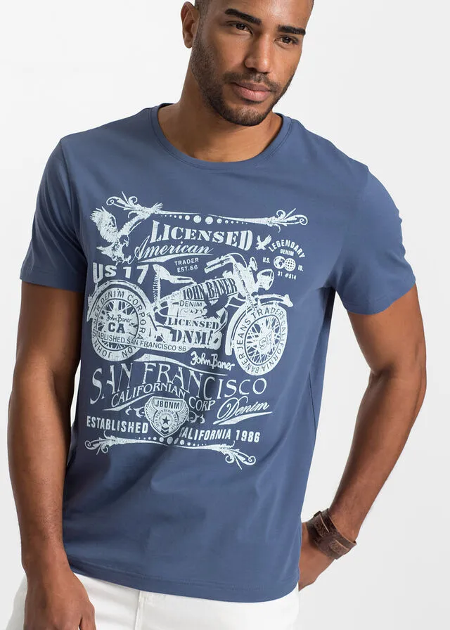 Camiseta con estampado índigo
