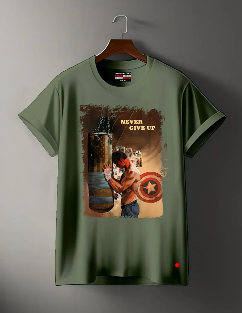 Camiseta de hombre NEVER GIVE kaki
