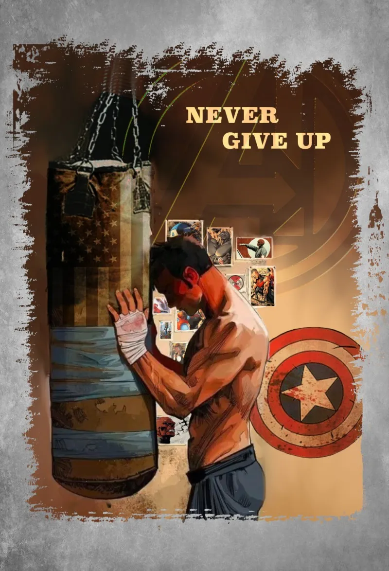 Camiseta de hombre NEVER GIVE kaki