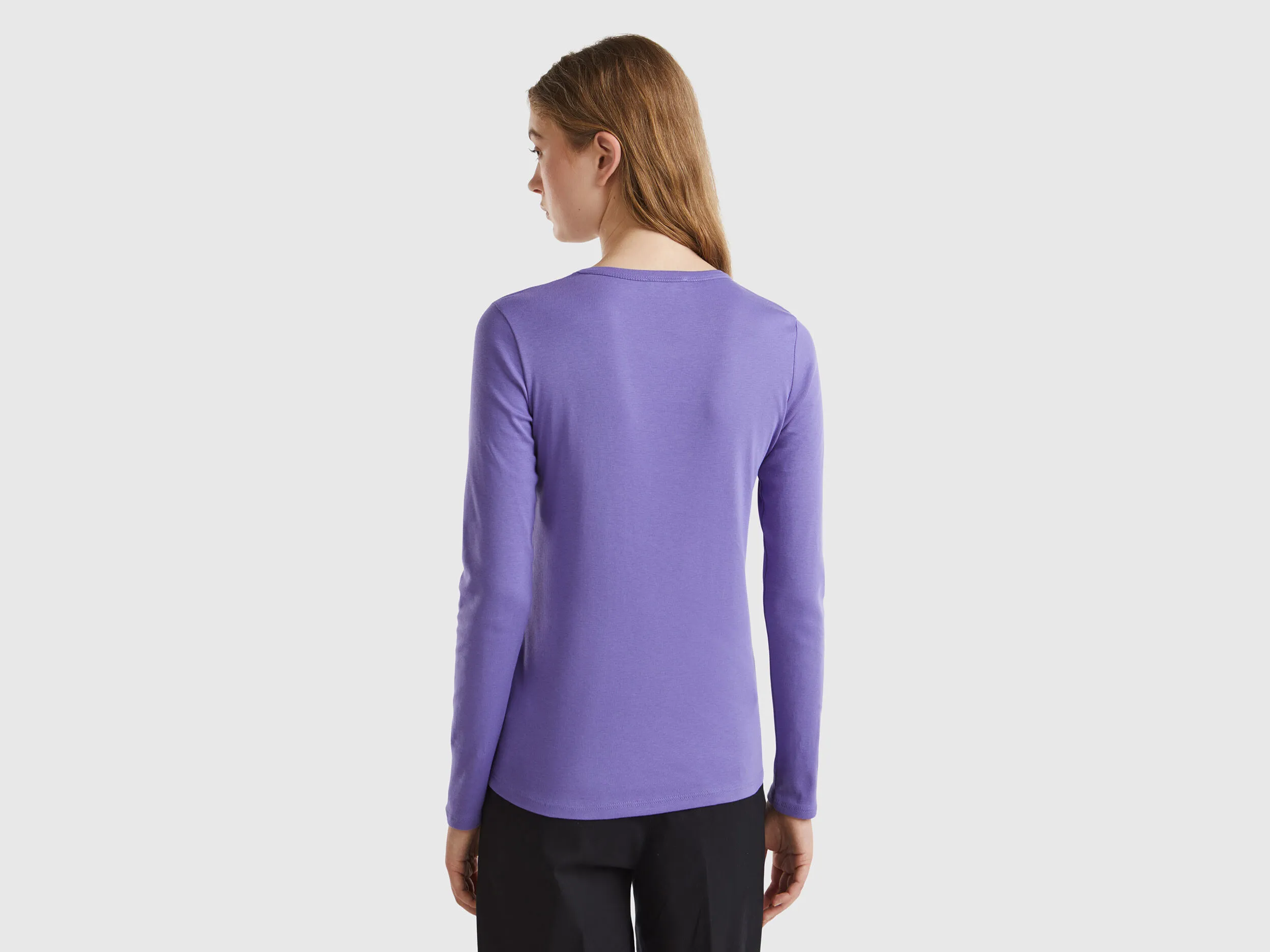Camiseta morada de manga larga de 100 % algodón