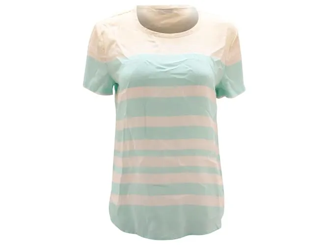 Camiseta Riley con estampado de rayas de Equipment en seda con estampado blanco 