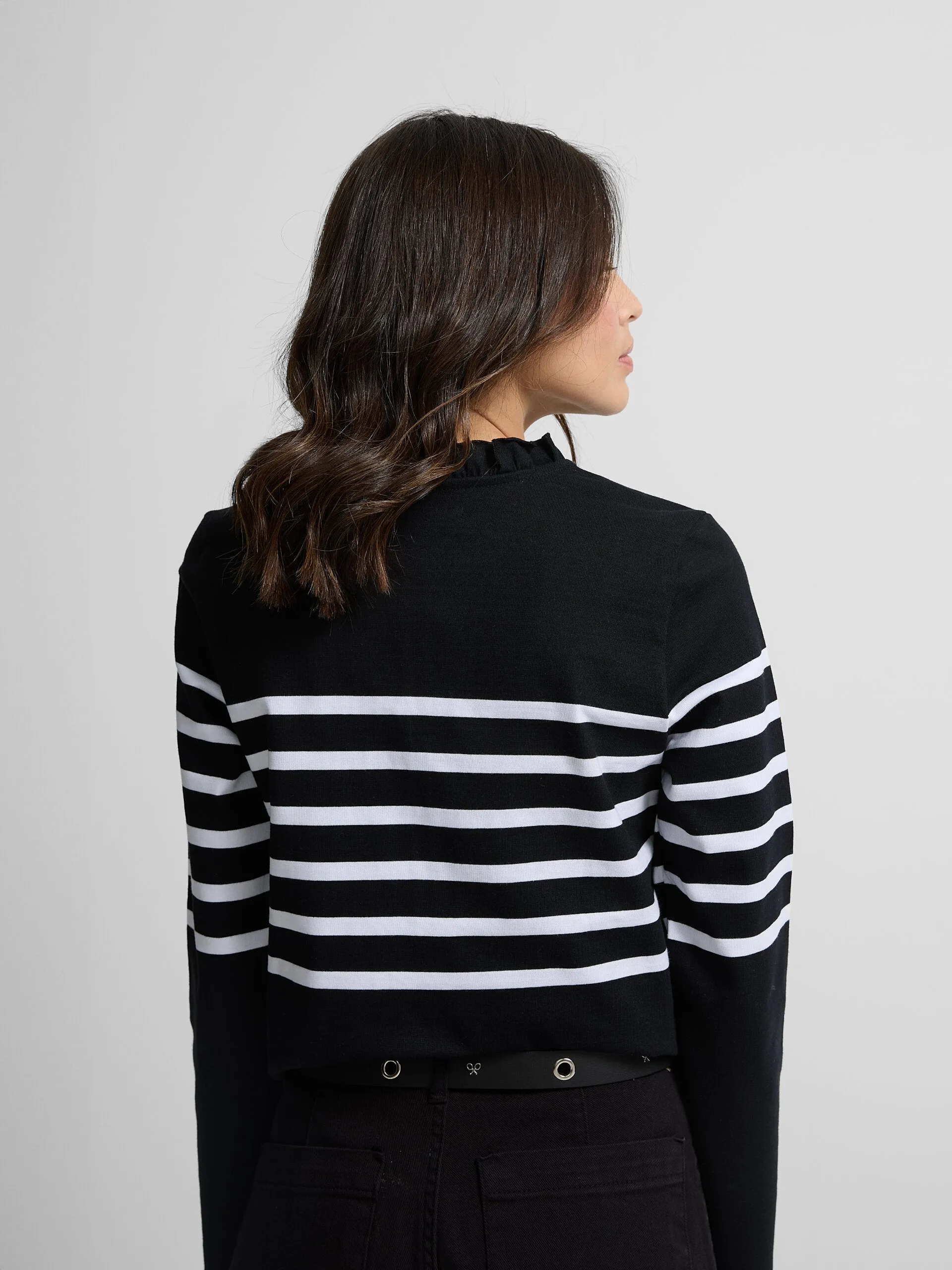 Camiseta woman rayas crudo y negro
