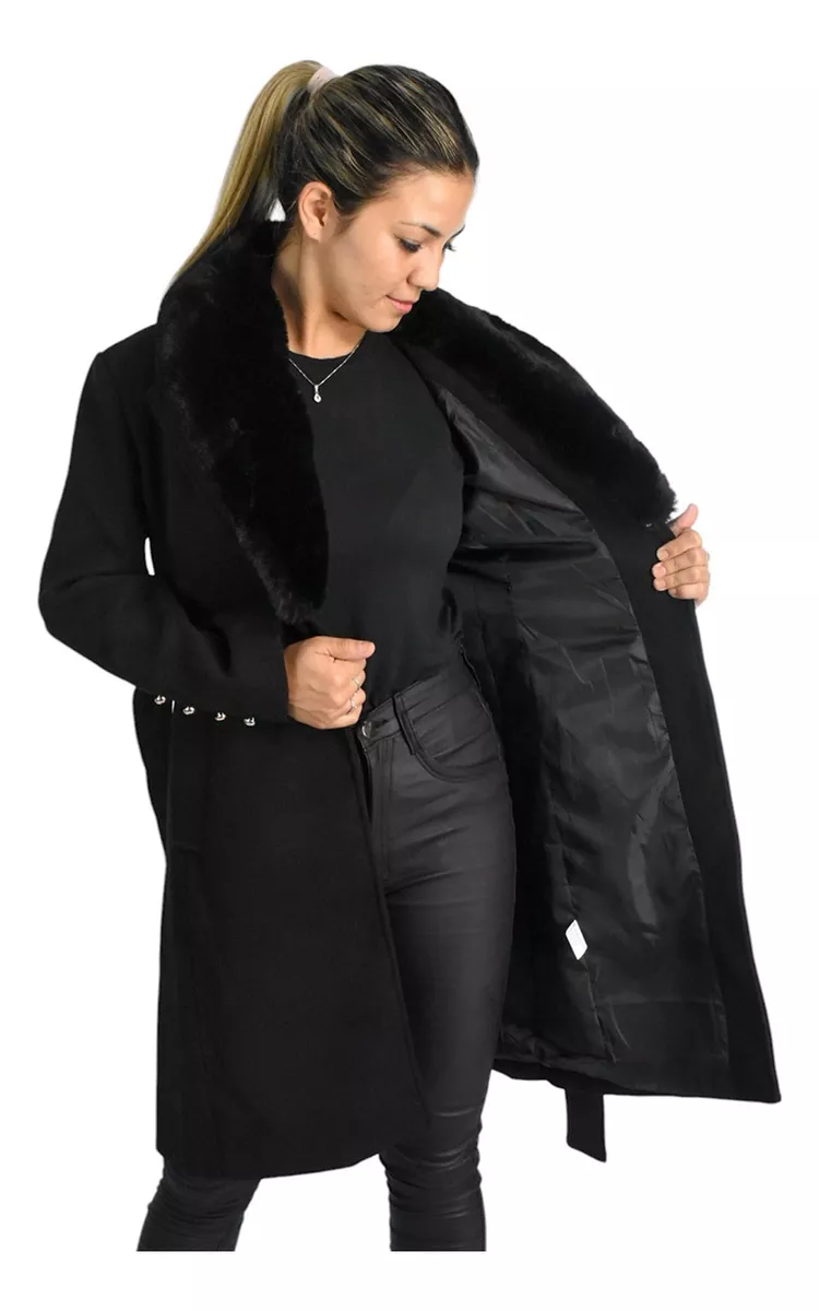 Campera Tapado Mujer Largo Elegante Paño Santelon 12135