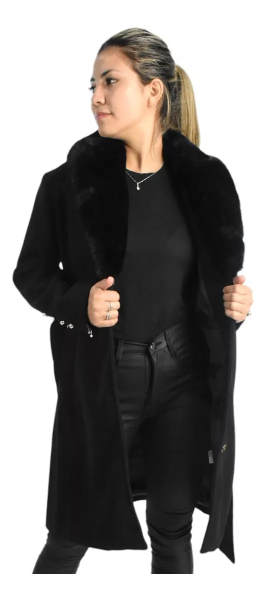 Campera Tapado Mujer Largo Elegante Paño Santelon 12135