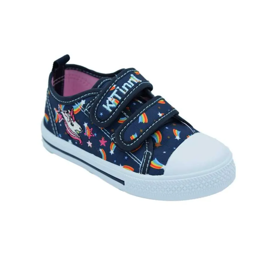 CANVAS PUNTERA DOBLE VELCRO PLAYERA NIÑA ZAPATILLA BARATA LONA MARINO