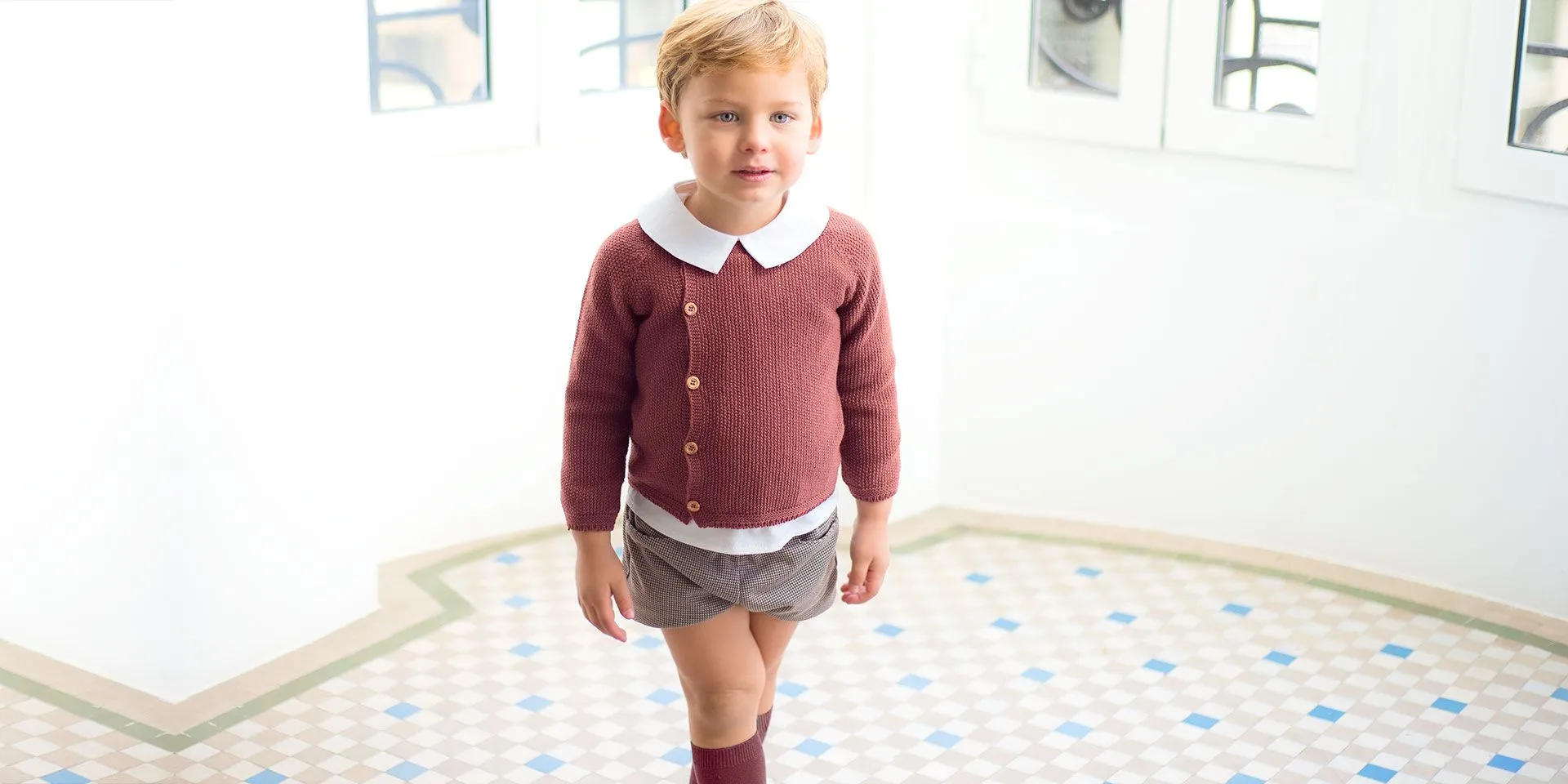 Chaqueta Balmoral punto color Terracota by Eve Children