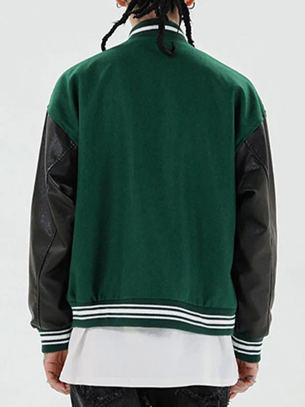 Chaqueta universitaria con bordado de toalla para hombre