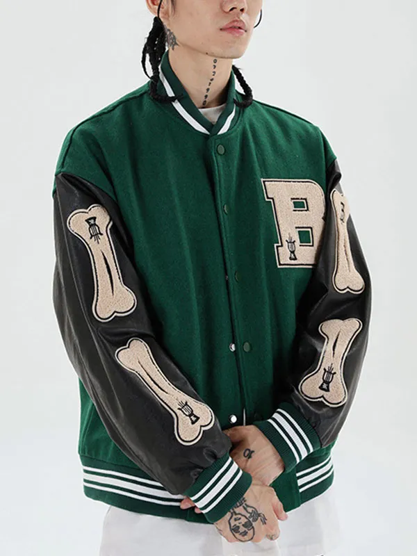 Chaqueta universitaria con bordado de toalla para hombre