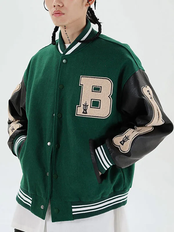 Chaqueta universitaria con bordado de toalla para hombre