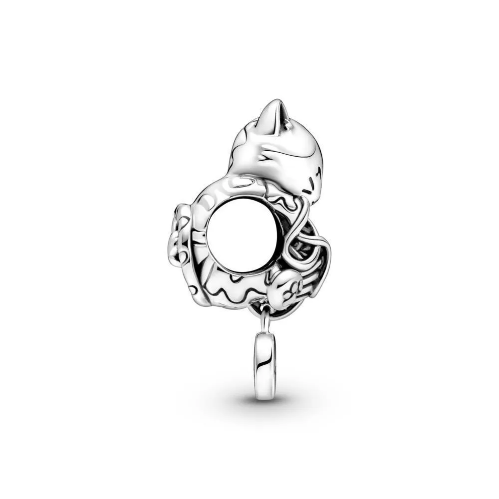 Charm Pandora de palta de ley de gatito y bola de Yam
